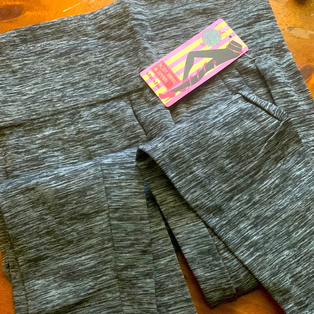 New capri charcoal two tone legging wide elastic waist band